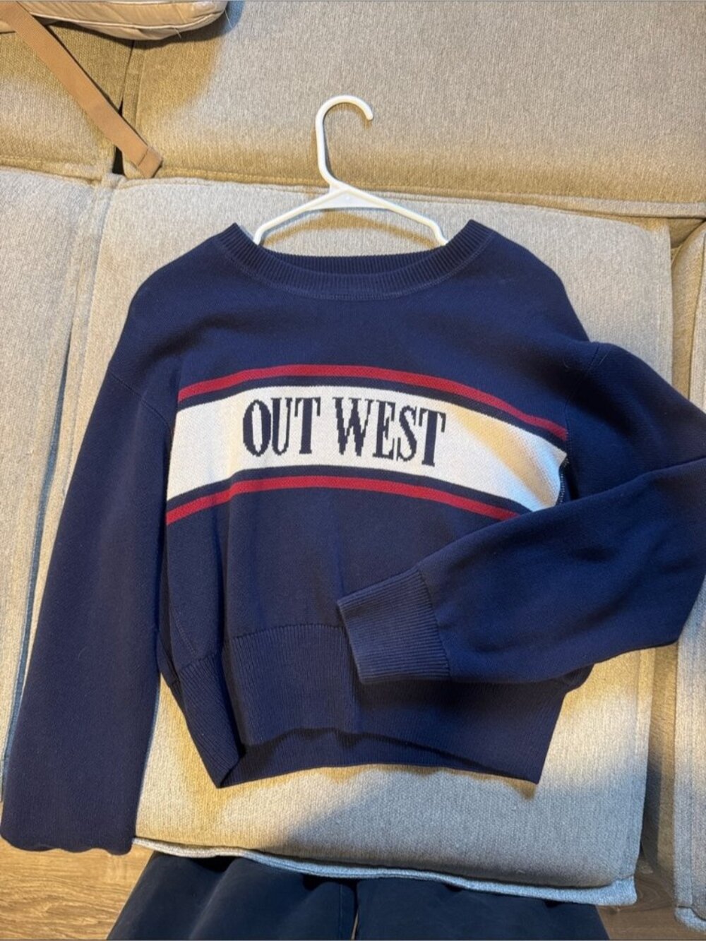 aerie Navy 'OUT WEST' Pullover with Red & White Stripes